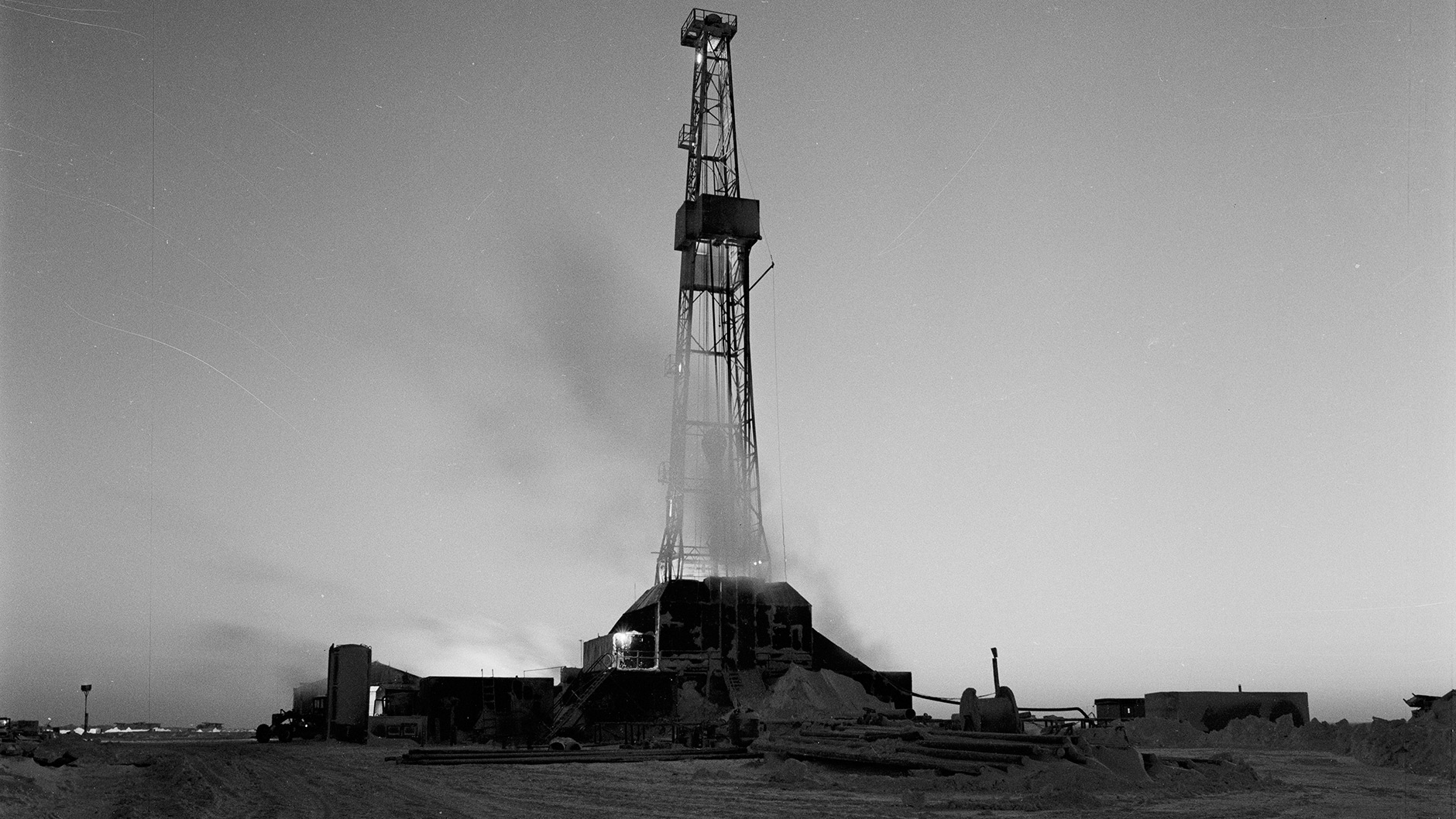 Historical photo of Alaskan oil rig.
