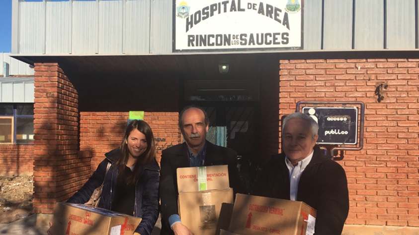 Burn treatment materials donated to a hospital in Rincon de los Sauces