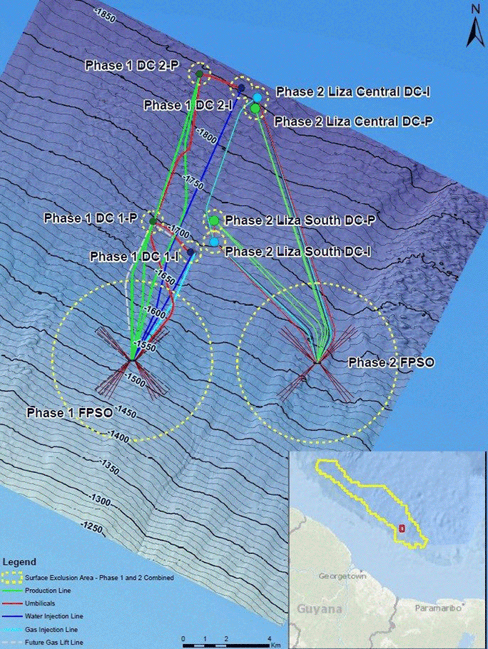 Liza 1 and 2 seismic topography graphic