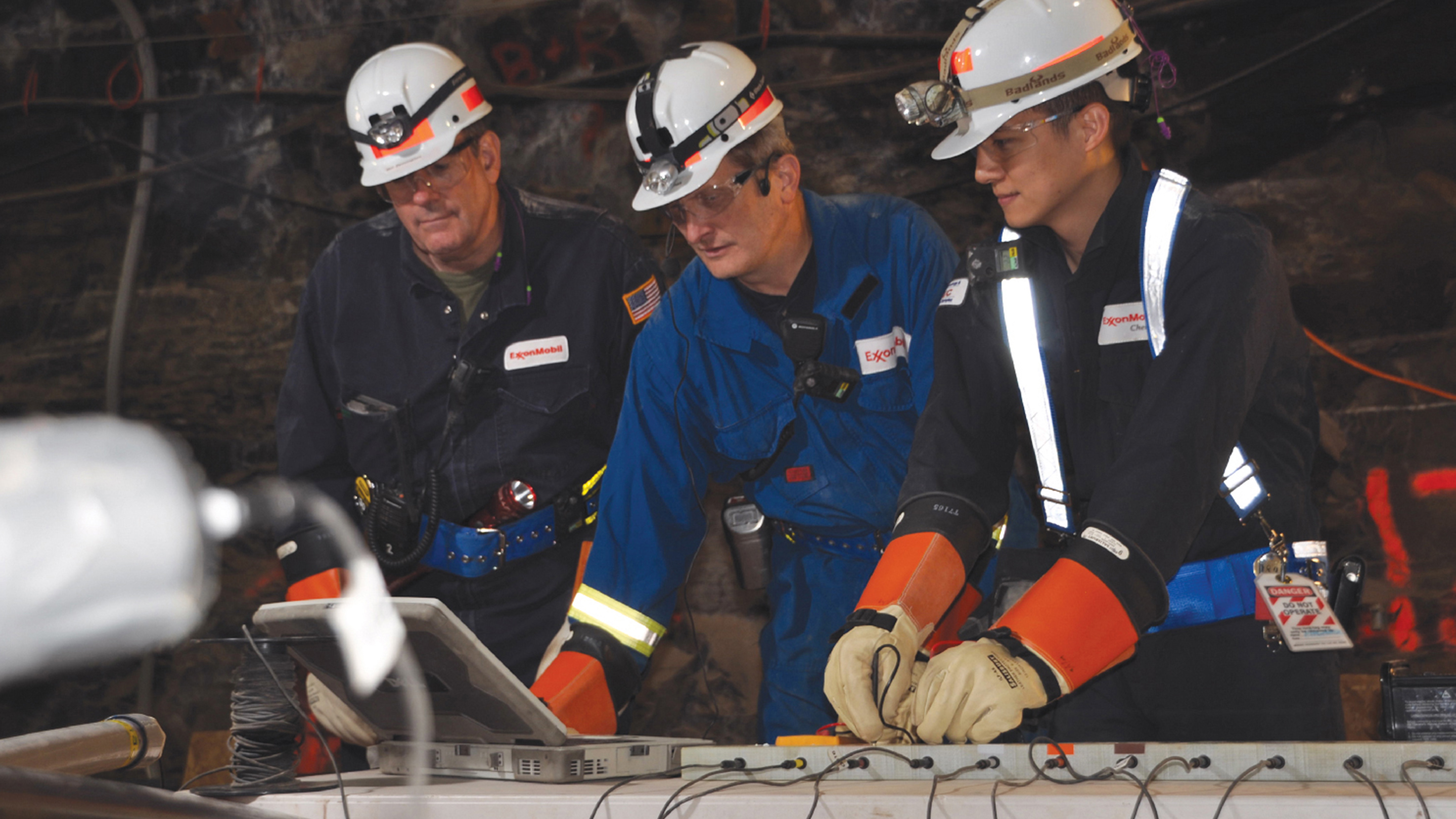 ExxonMobil employees at the colony mine