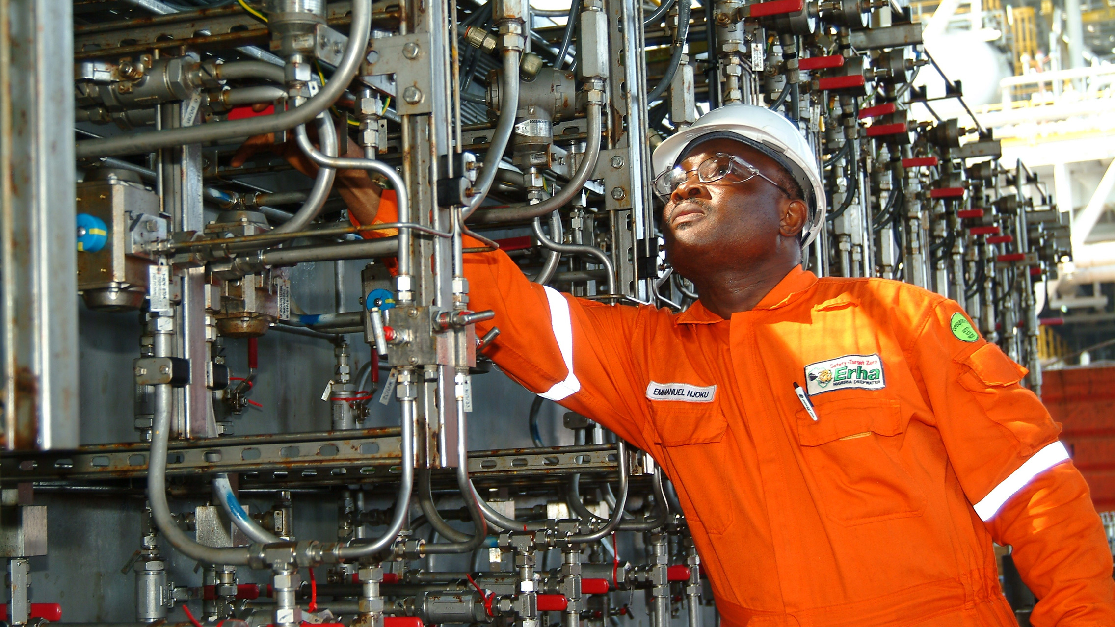 ExxonMobil operations worker in Nigeria.