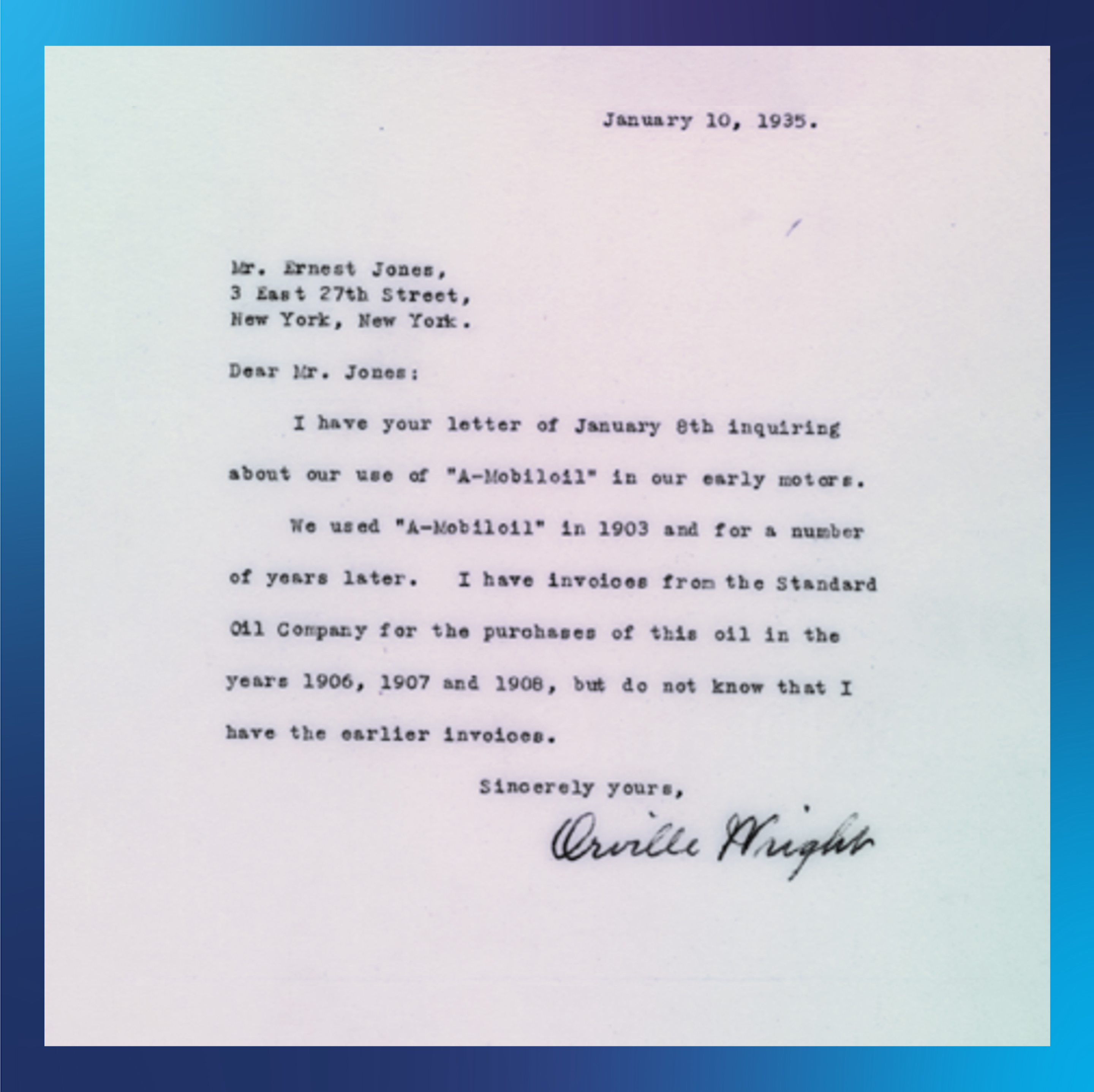 letter from Orville Wright