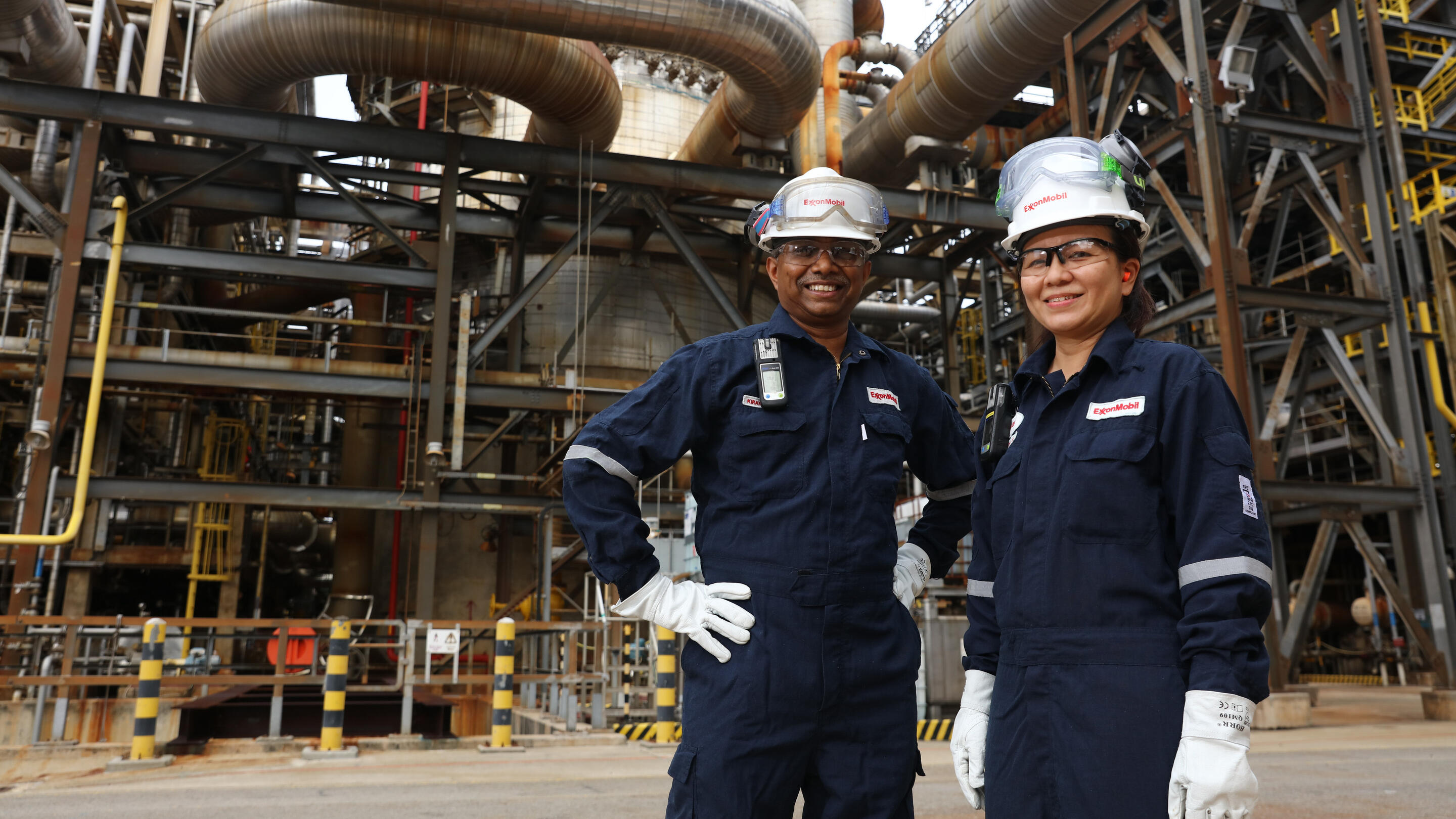Singapore olefins plant employees in protective gear