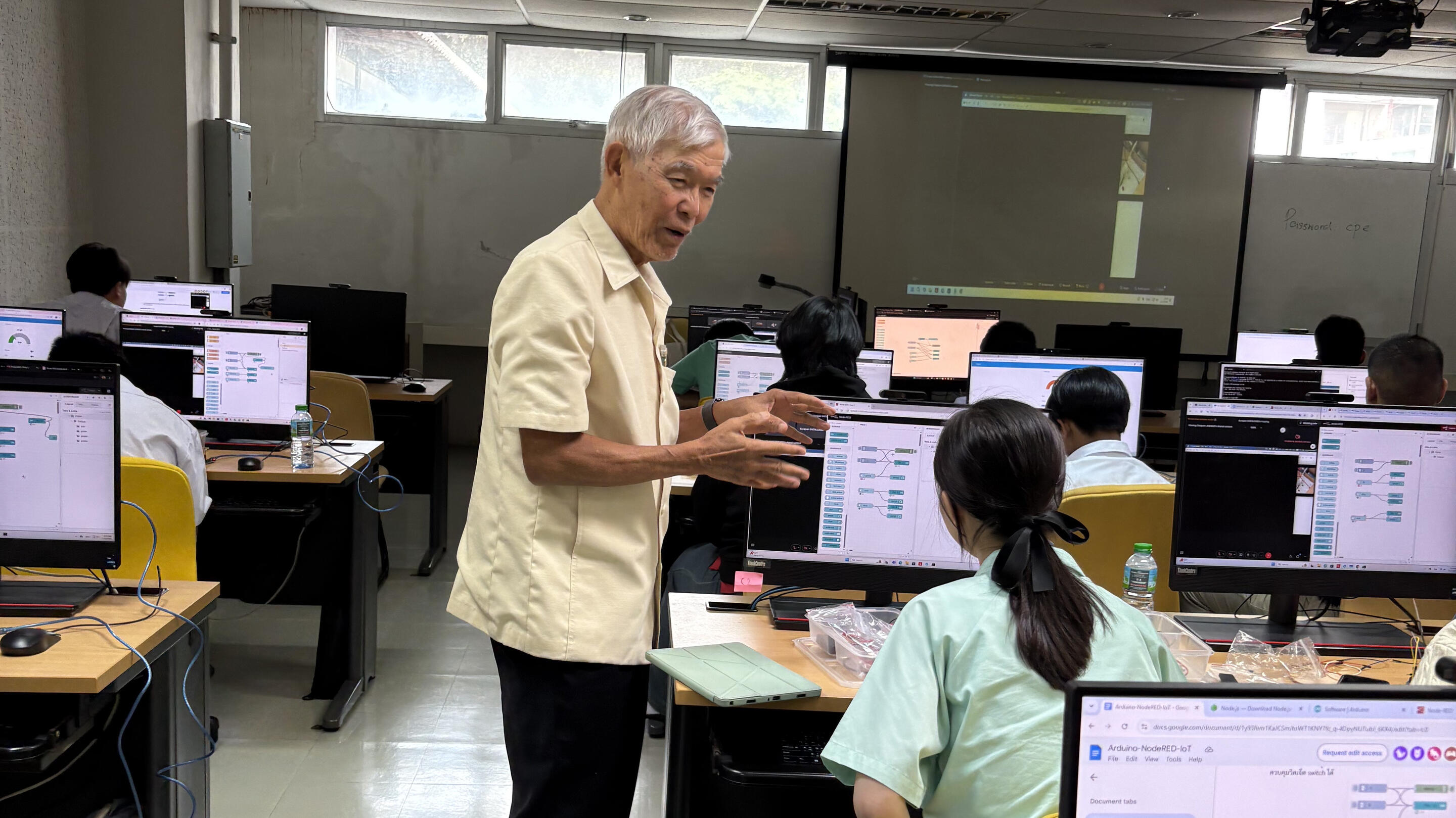 professor instructing student