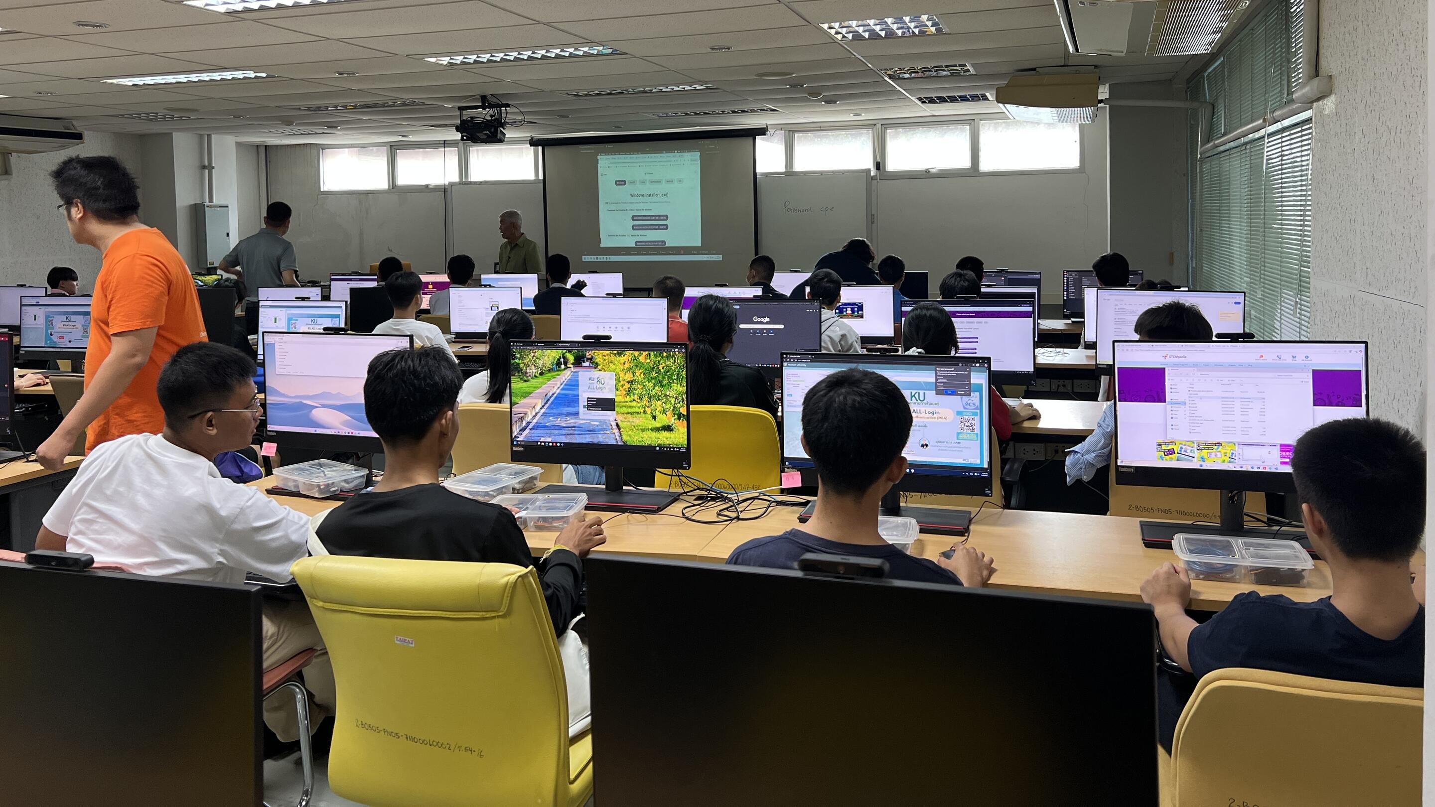 high school students in university classroom