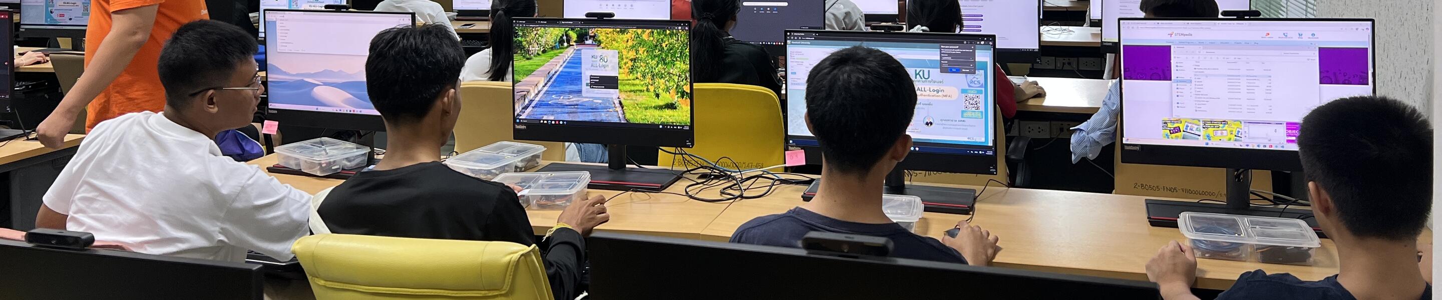 high school students in university classroom