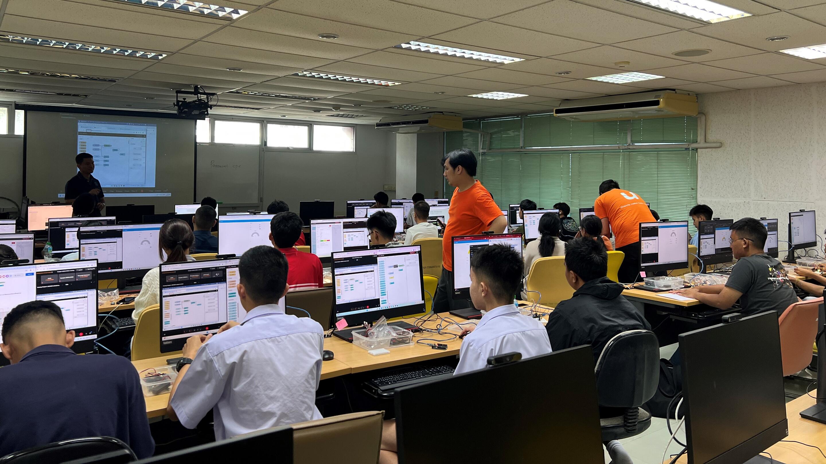 high school students in university classroom