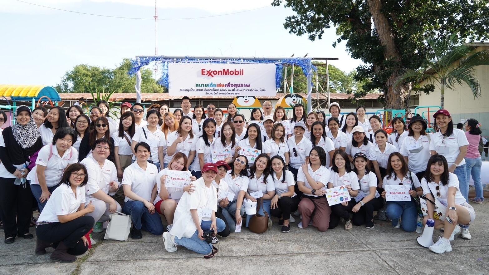 group photo of employee volunteers supporting community education programs in Kanchanaburi province