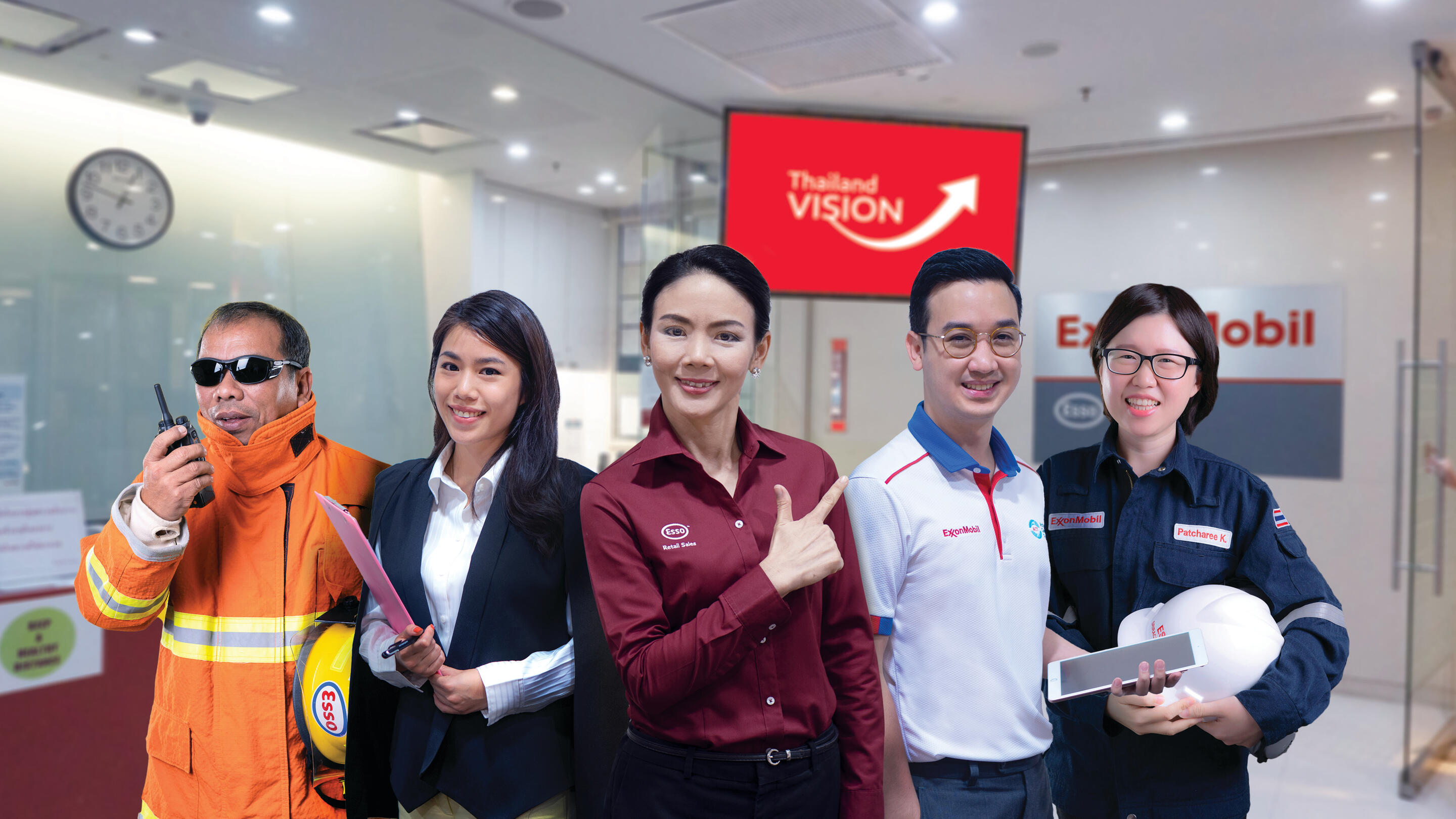 group of Thailand employees representing various career paths