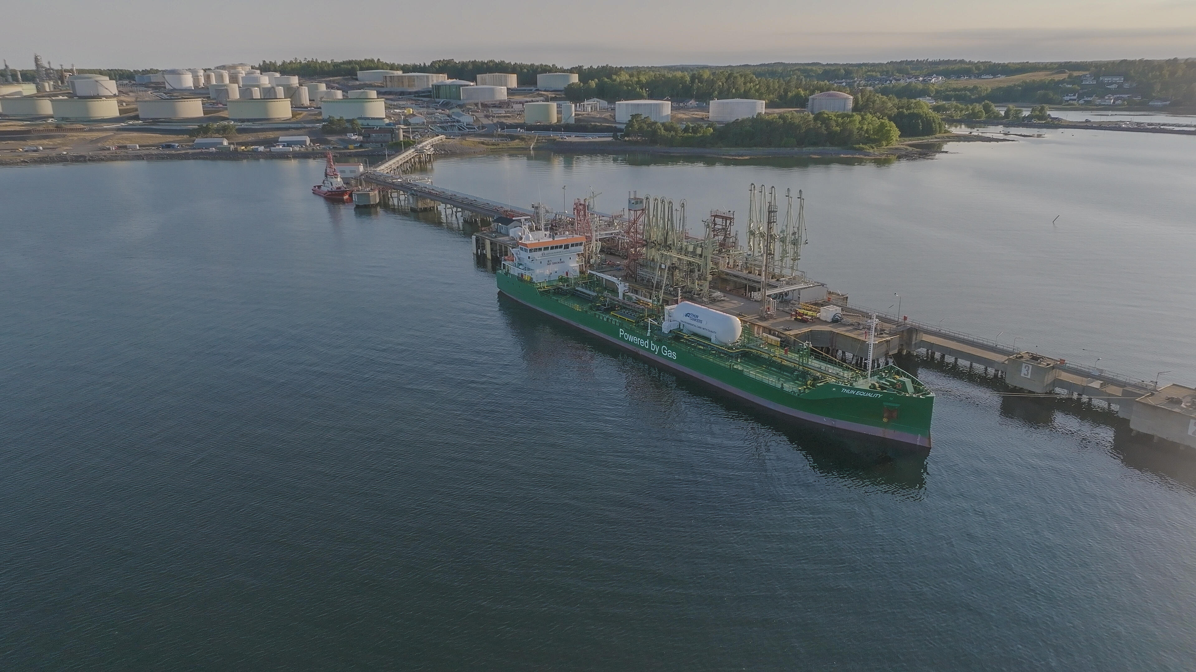 marine vessel at terminal of Norway's Slagen Refinery