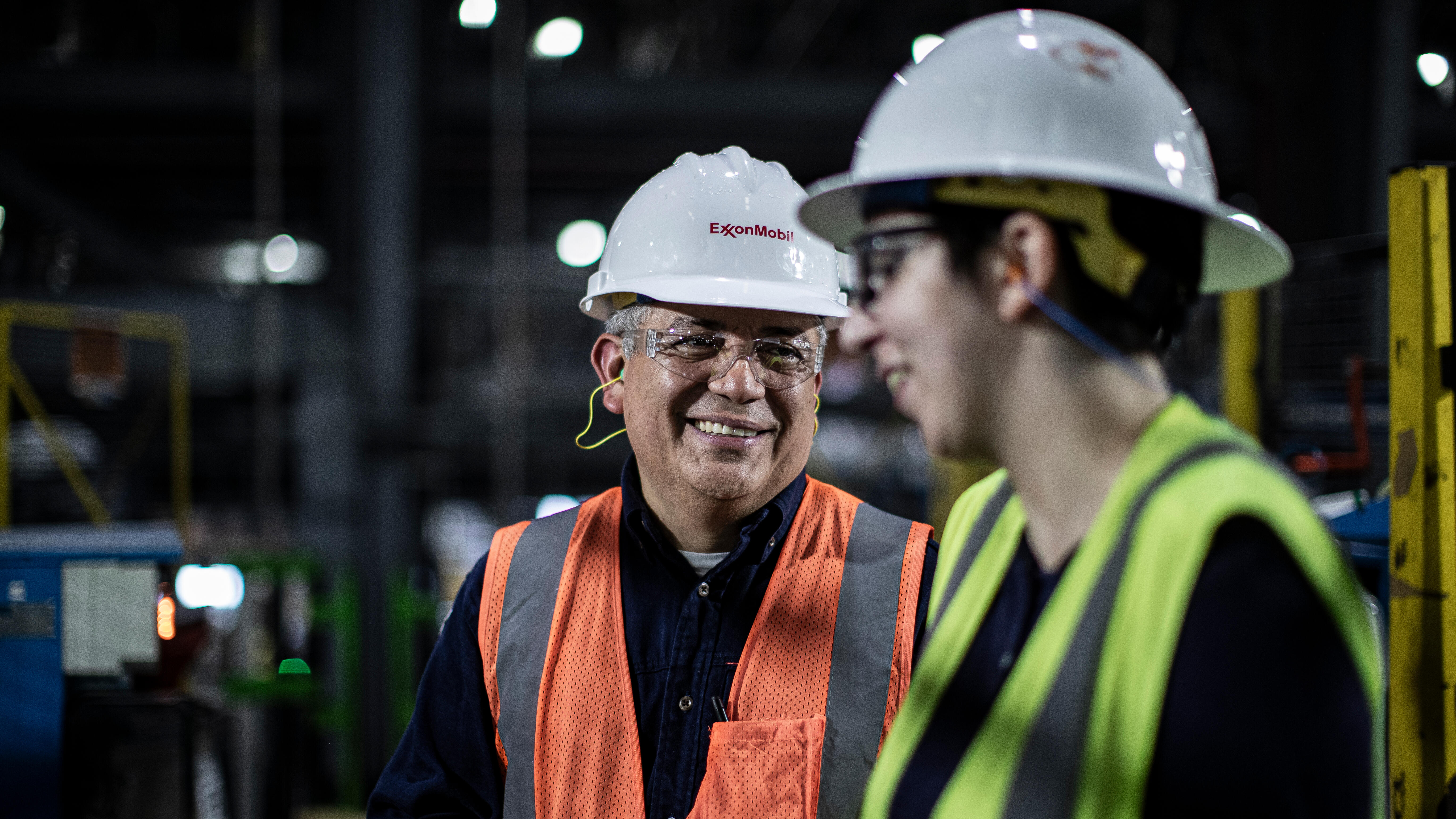 Mont Belvieu Plastic Plant employees wearing safety gear