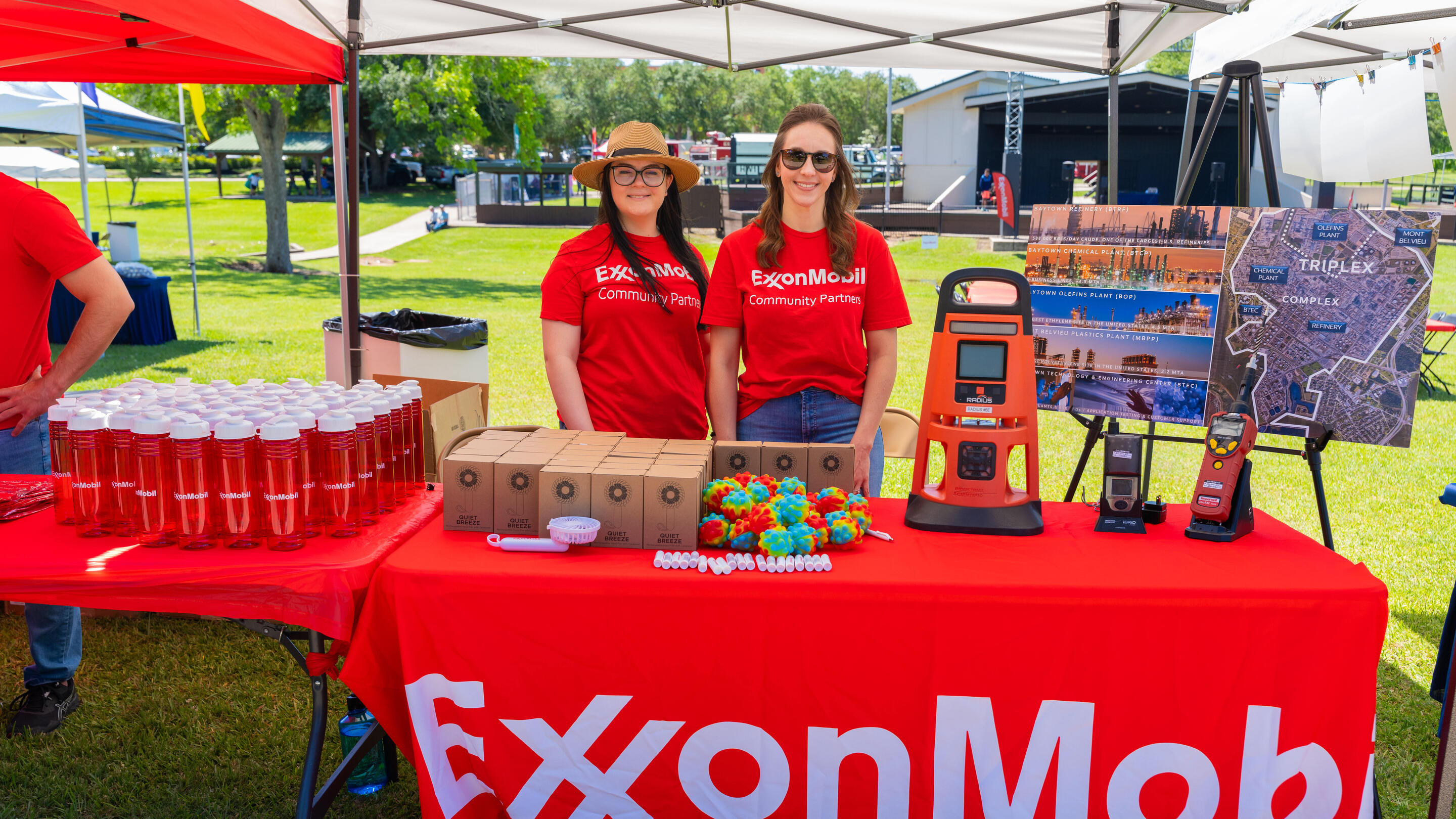 ExxonMobil employees Allison Korenek and Lindsey Malek share information about operations in the Baytown area.