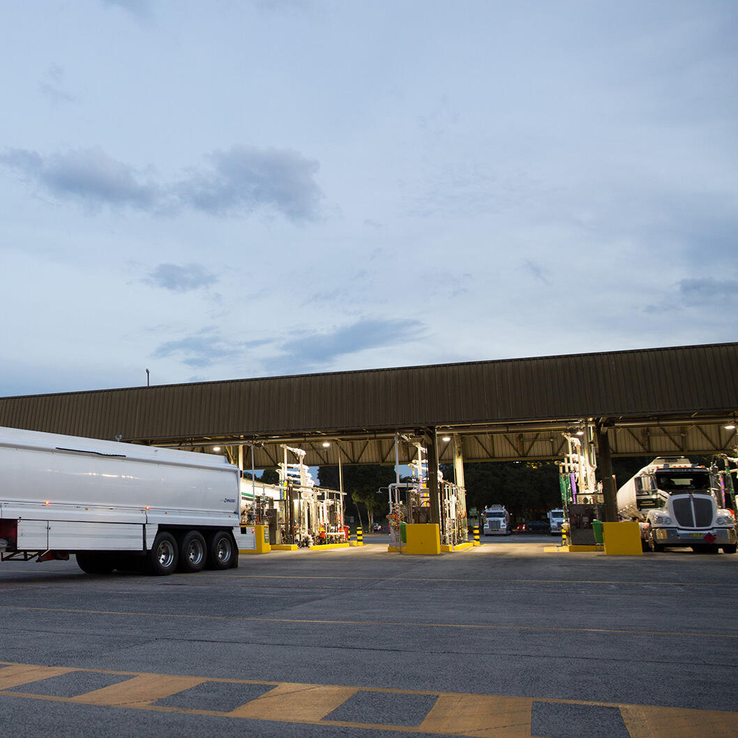 semi-trailer truck departing the ExxonMobil Silverwater fuel terminal