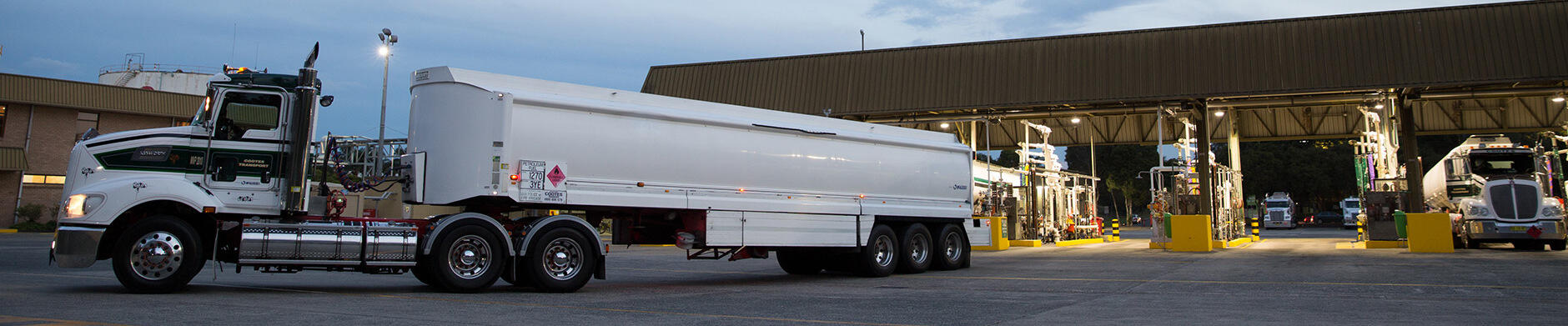 semi-trailer truck departing the ExxonMobil Silverwater fuel terminal