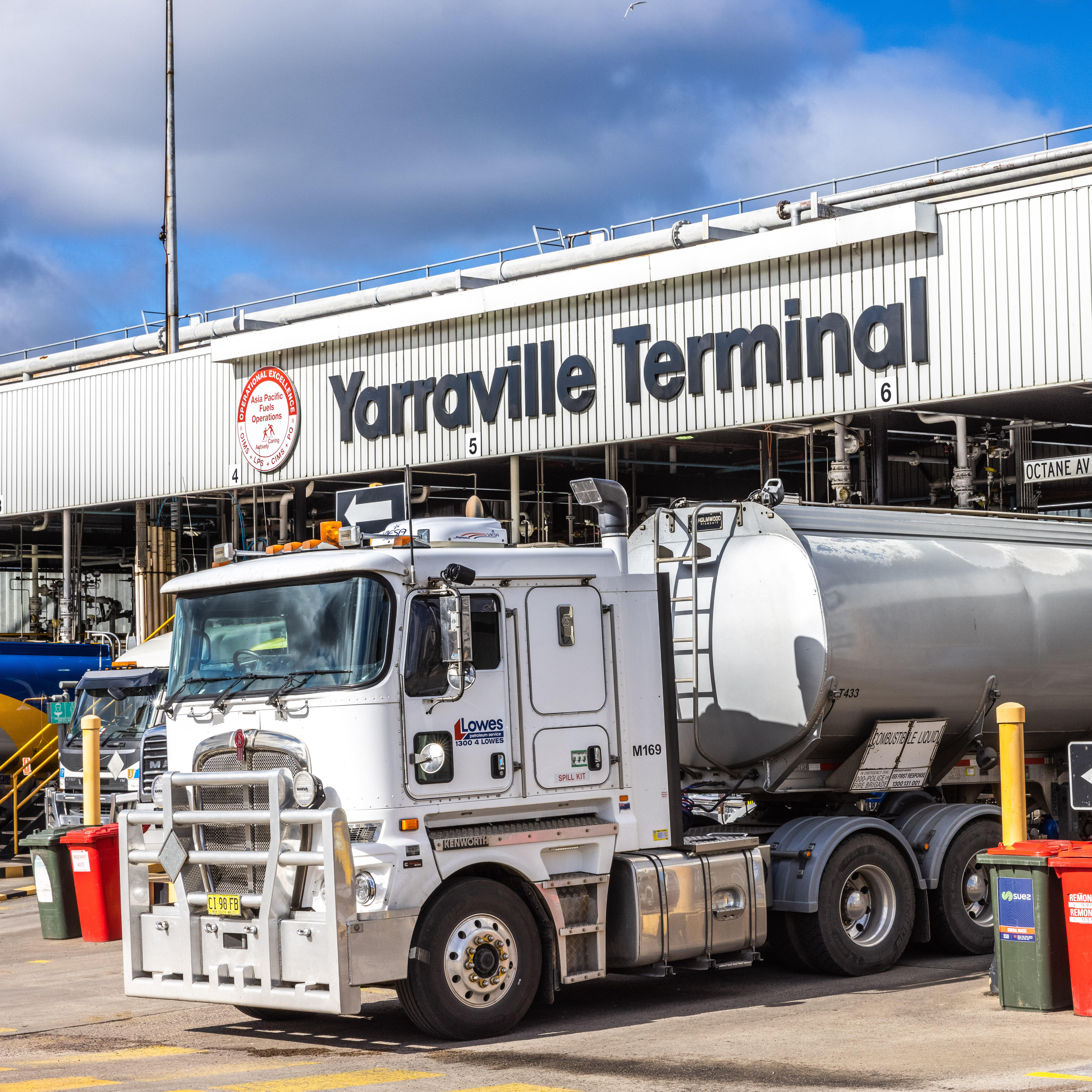 tanker truck filling at the ExxonMobil Yarraville terminal