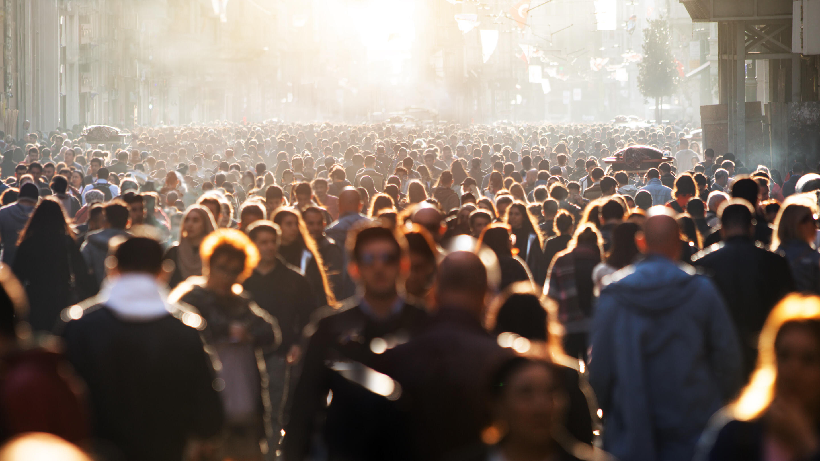people in a busy street