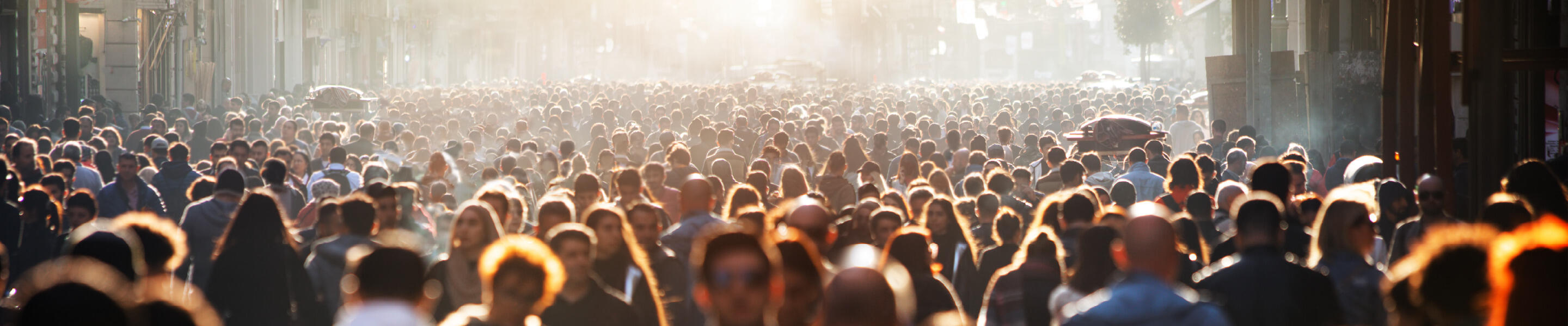 a crows of people in the streets