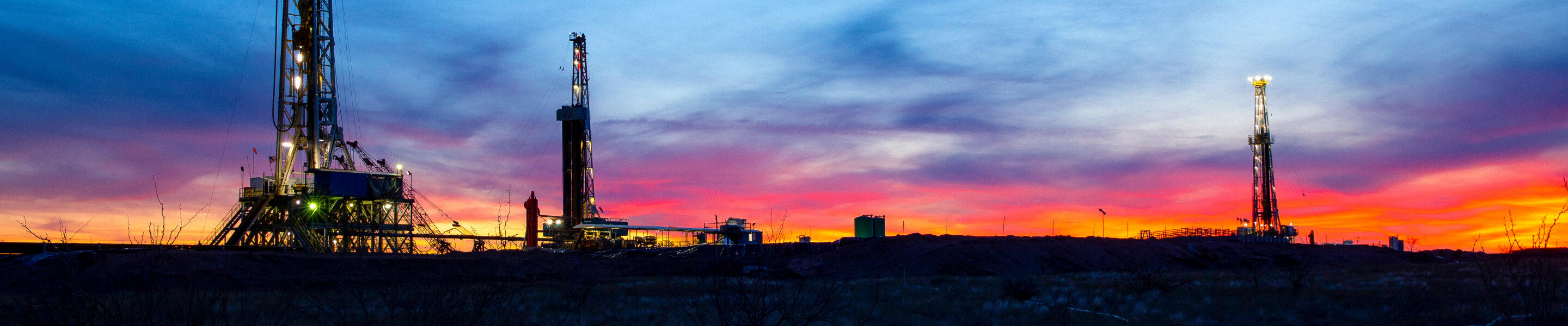 pumpjacks at sunset