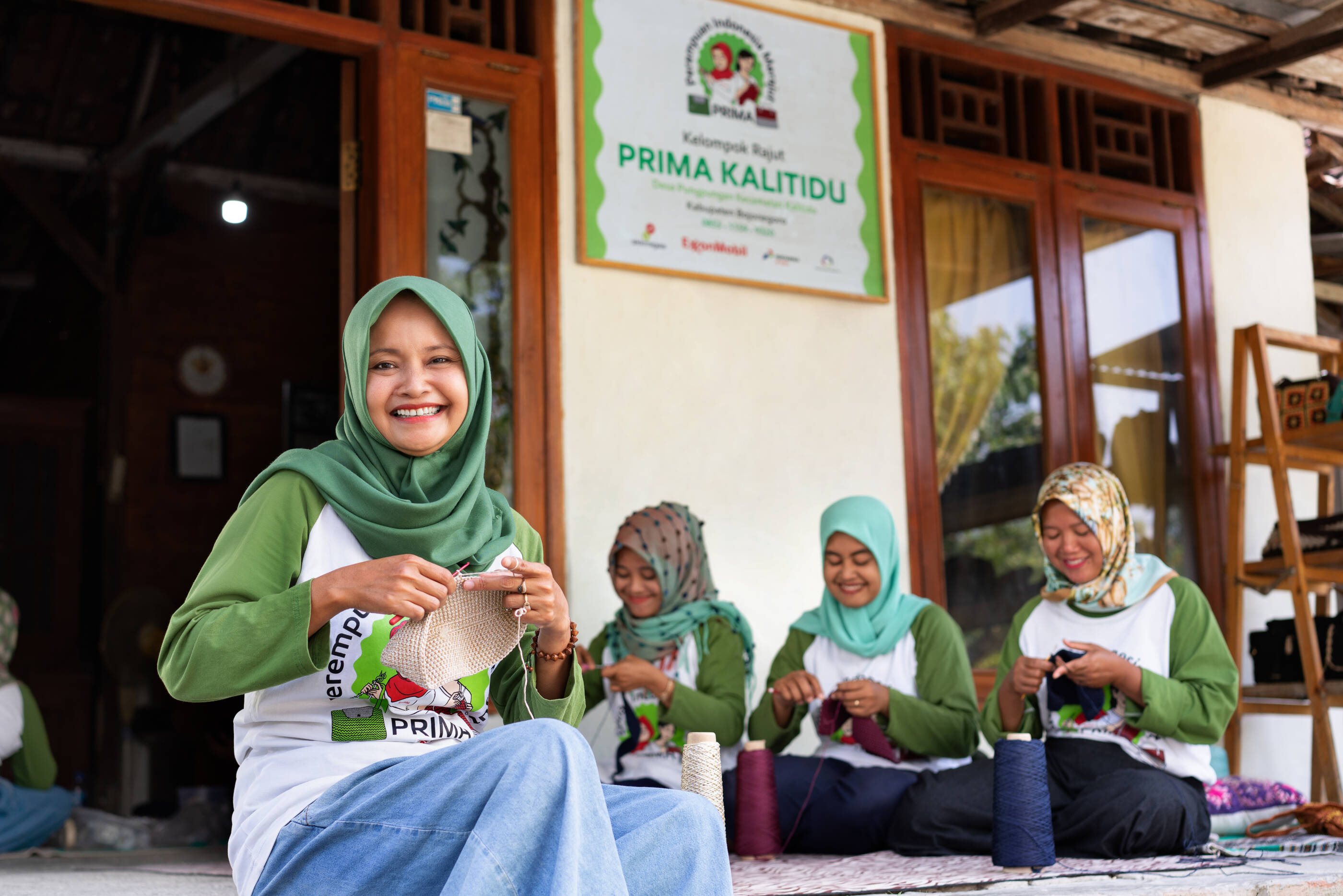 Women Sewing as Community Illustration
