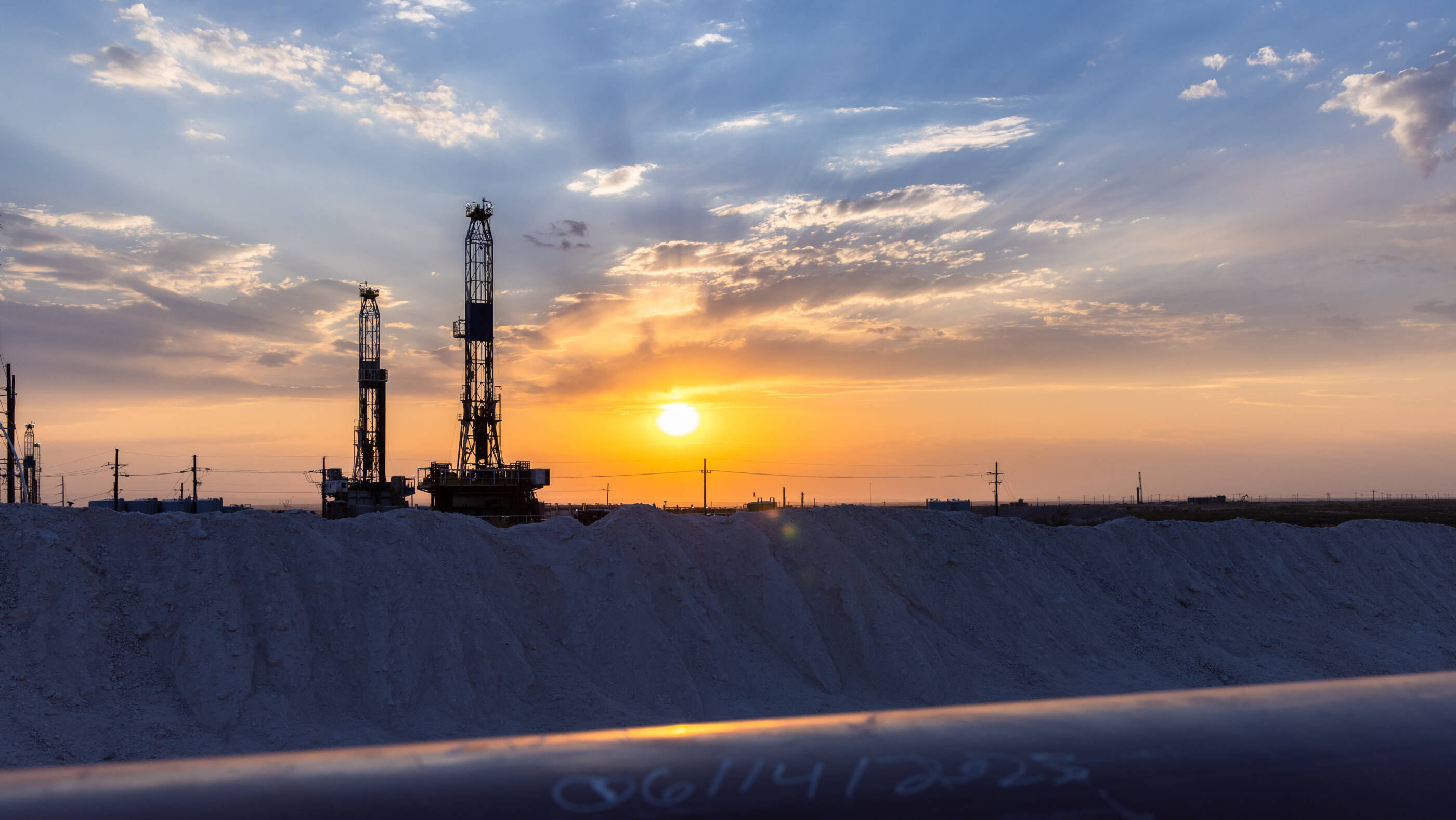 Sunset over ExxonMobil fields.