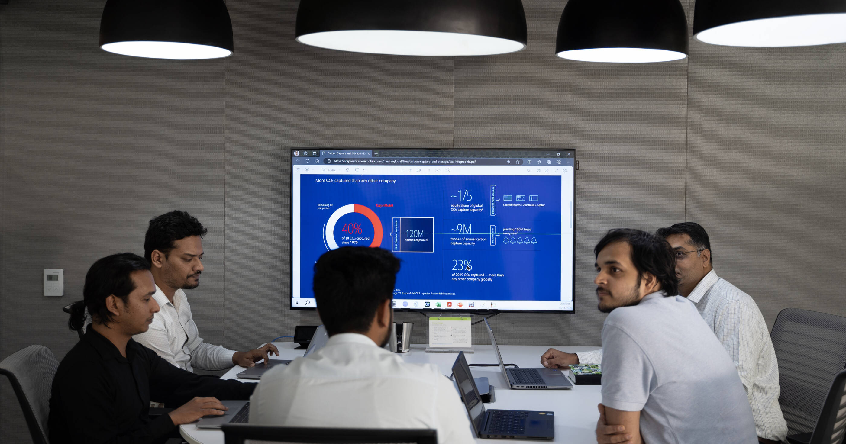 Image Staff reviewing a presentation at the office