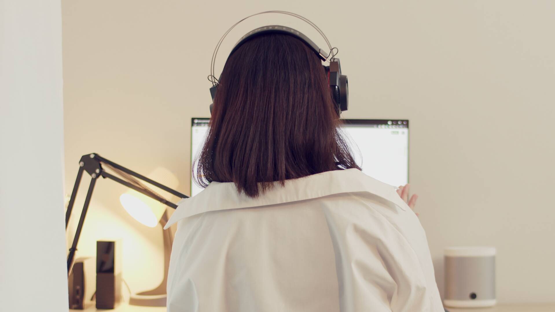 Woman looking at a computer screen