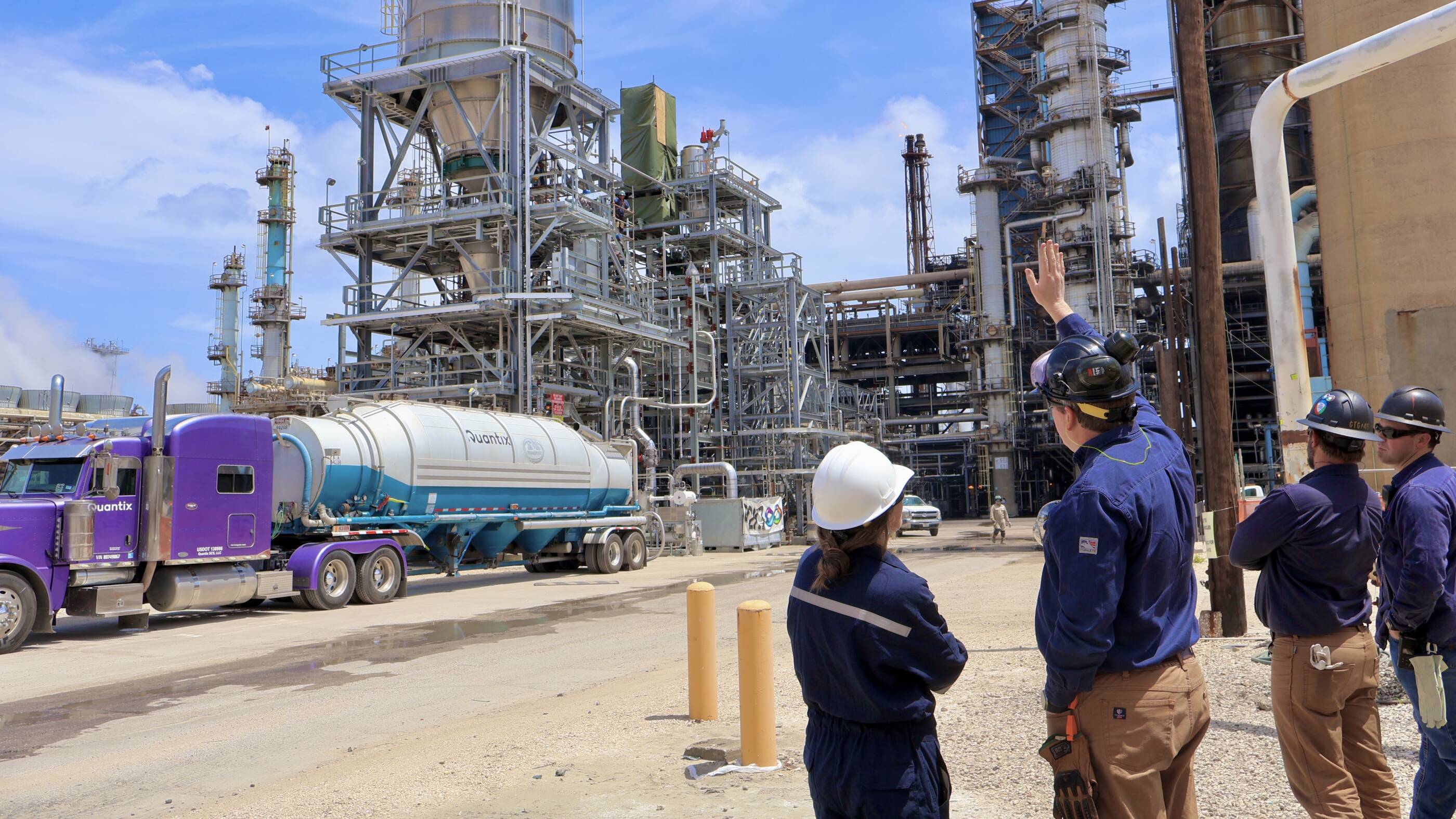 ExxonMobil employees working at a refinery