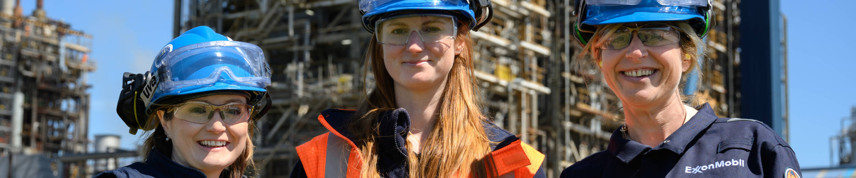 three female chemical engineers in front of Fife plant