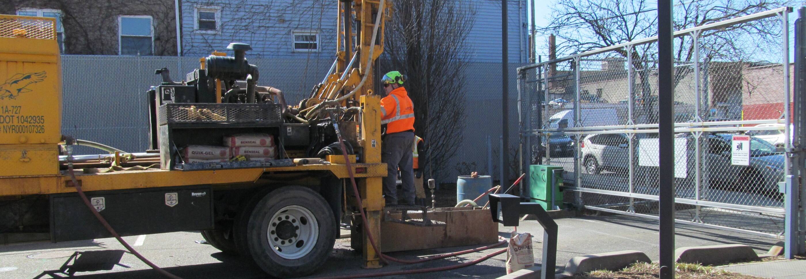 Image of worker on drilling truck for Greenpoint remediation project.