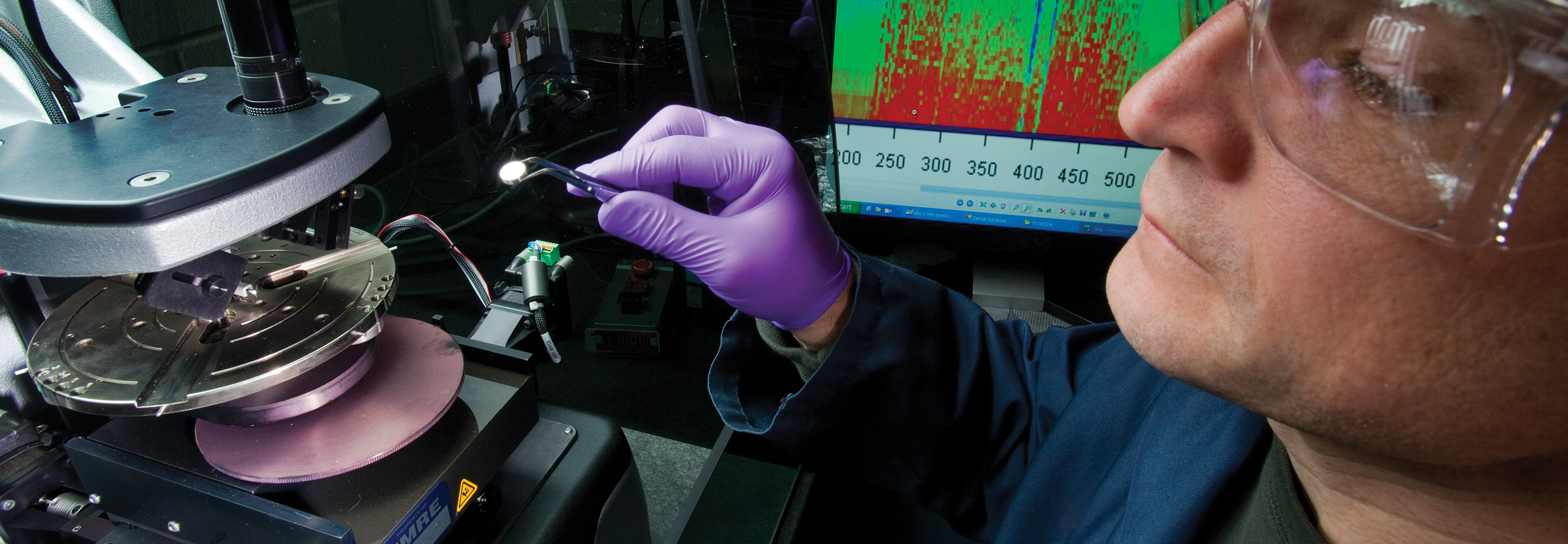 An ExxonMobil employee using a profilometer
