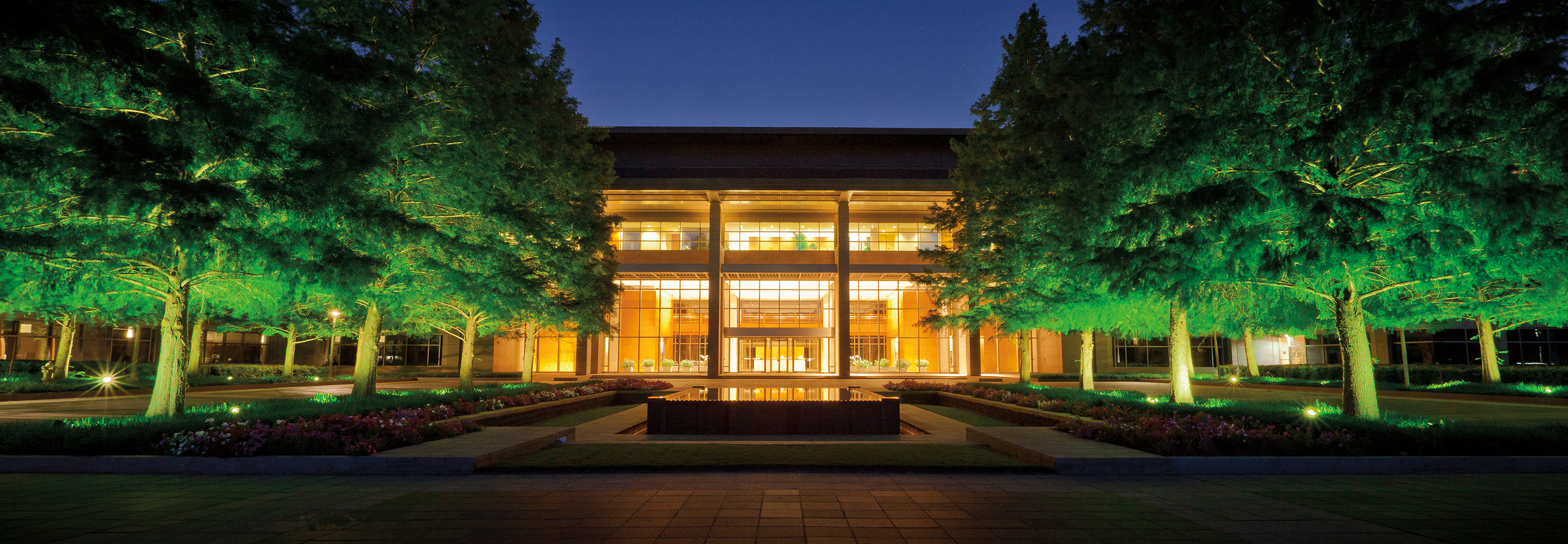 ExxonMobil corporate building at night