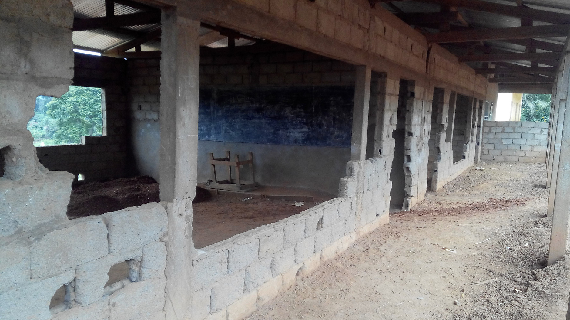 Nkometou Cameroon classrooms needing repair - before photo