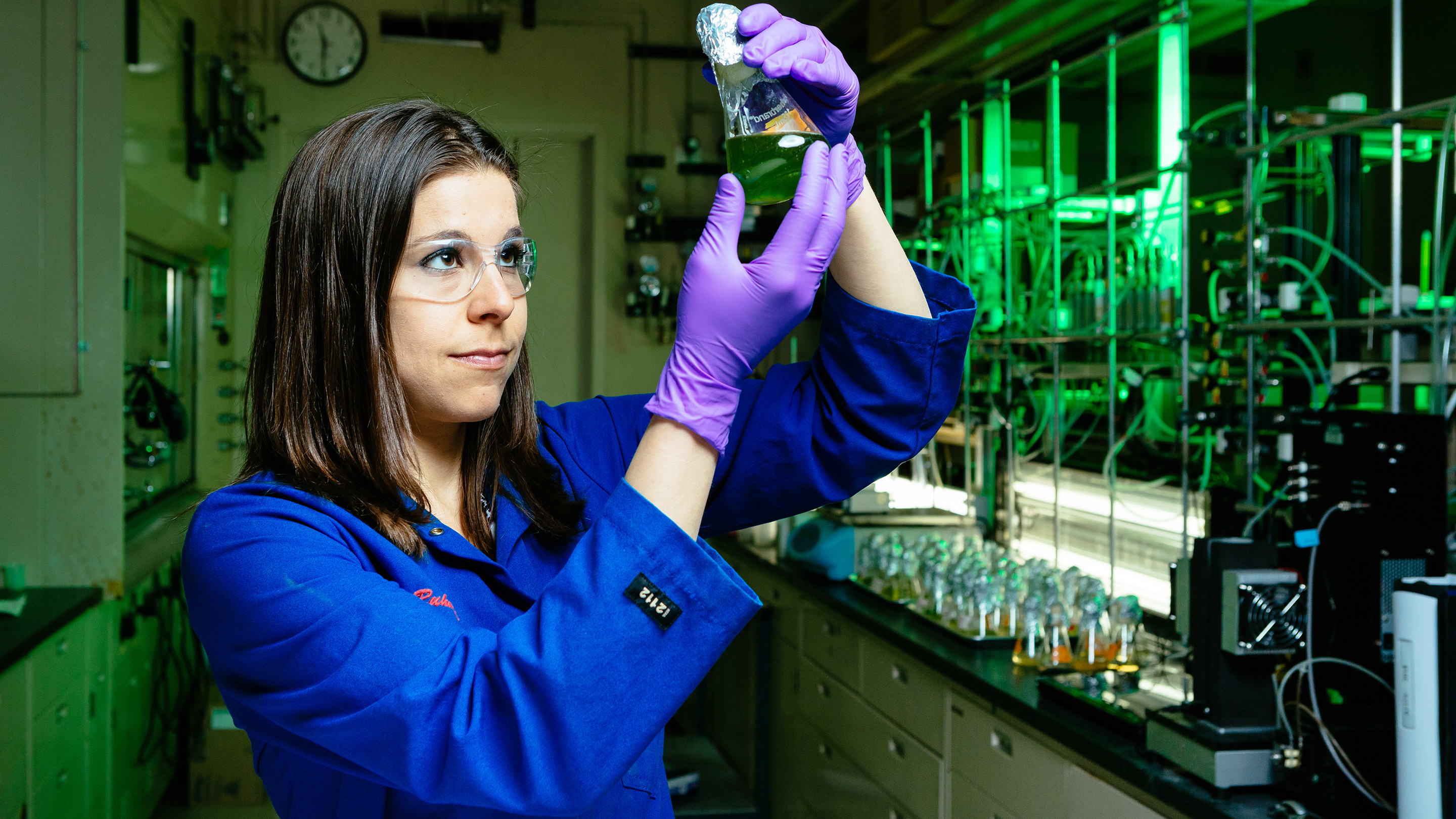 ExxonMobil scientist Megan Ruhmel in algae lab