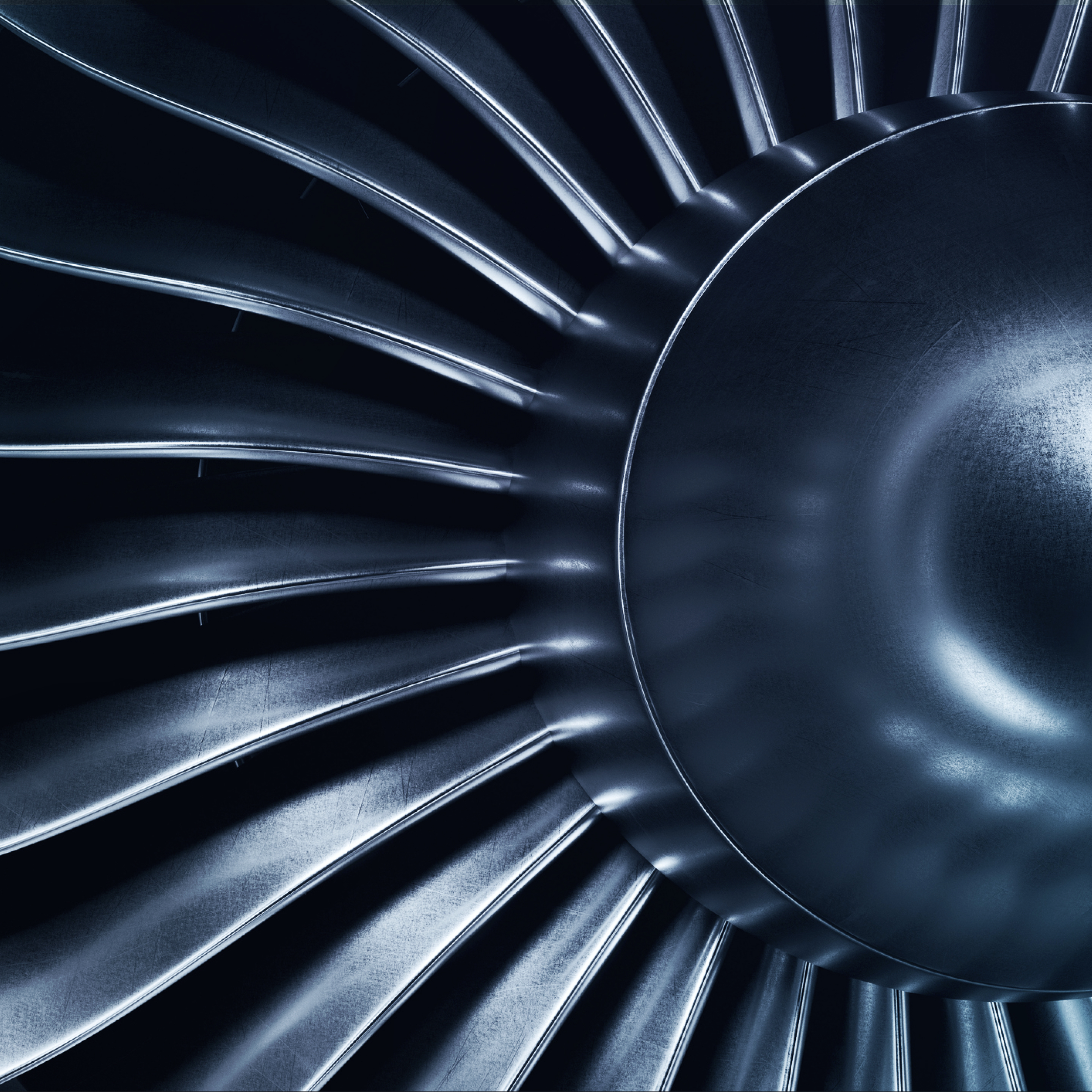 closeup of airplane turbine