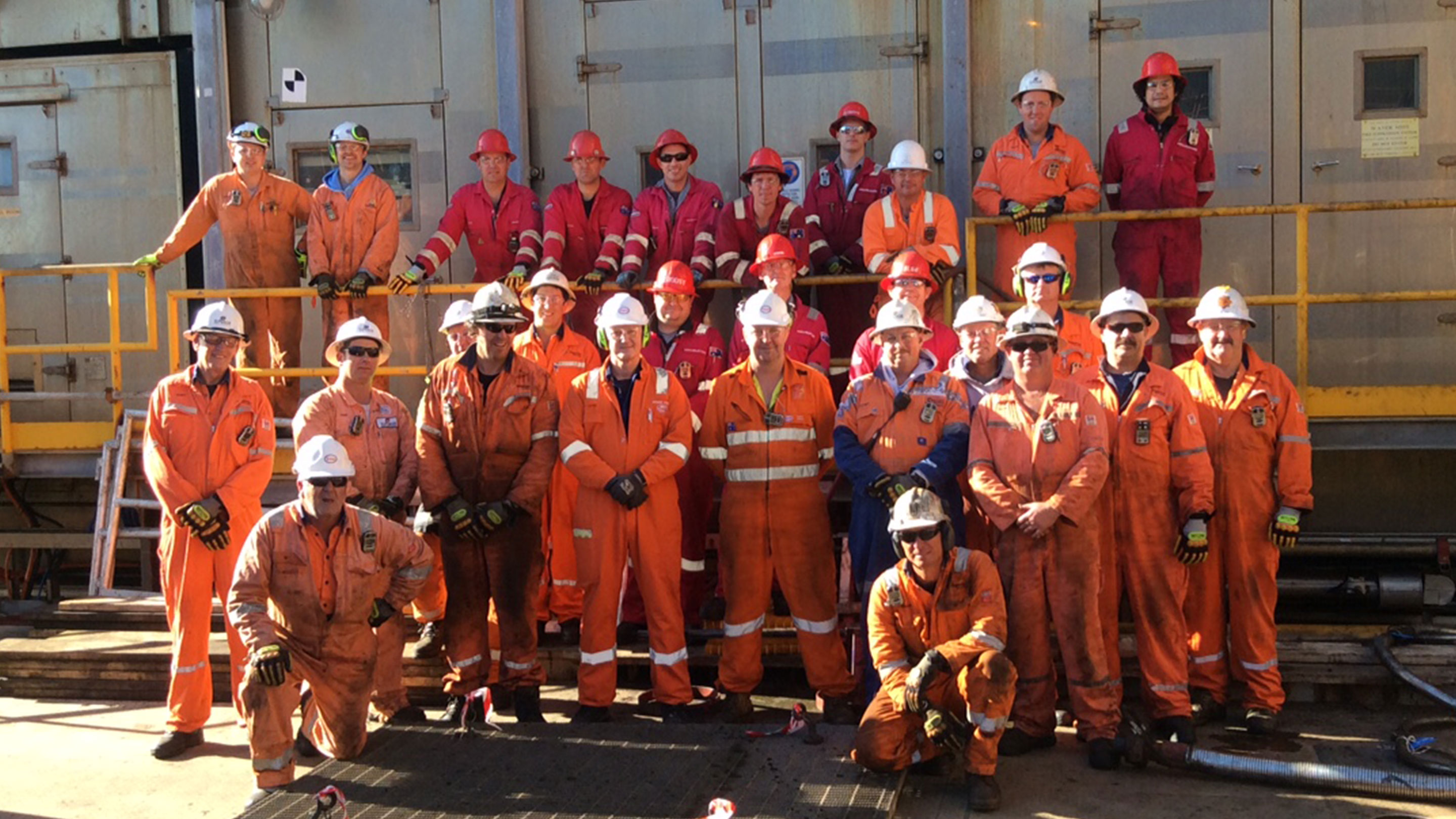 Image Some of the team who worked to successfully abandon the Mackerel platform.