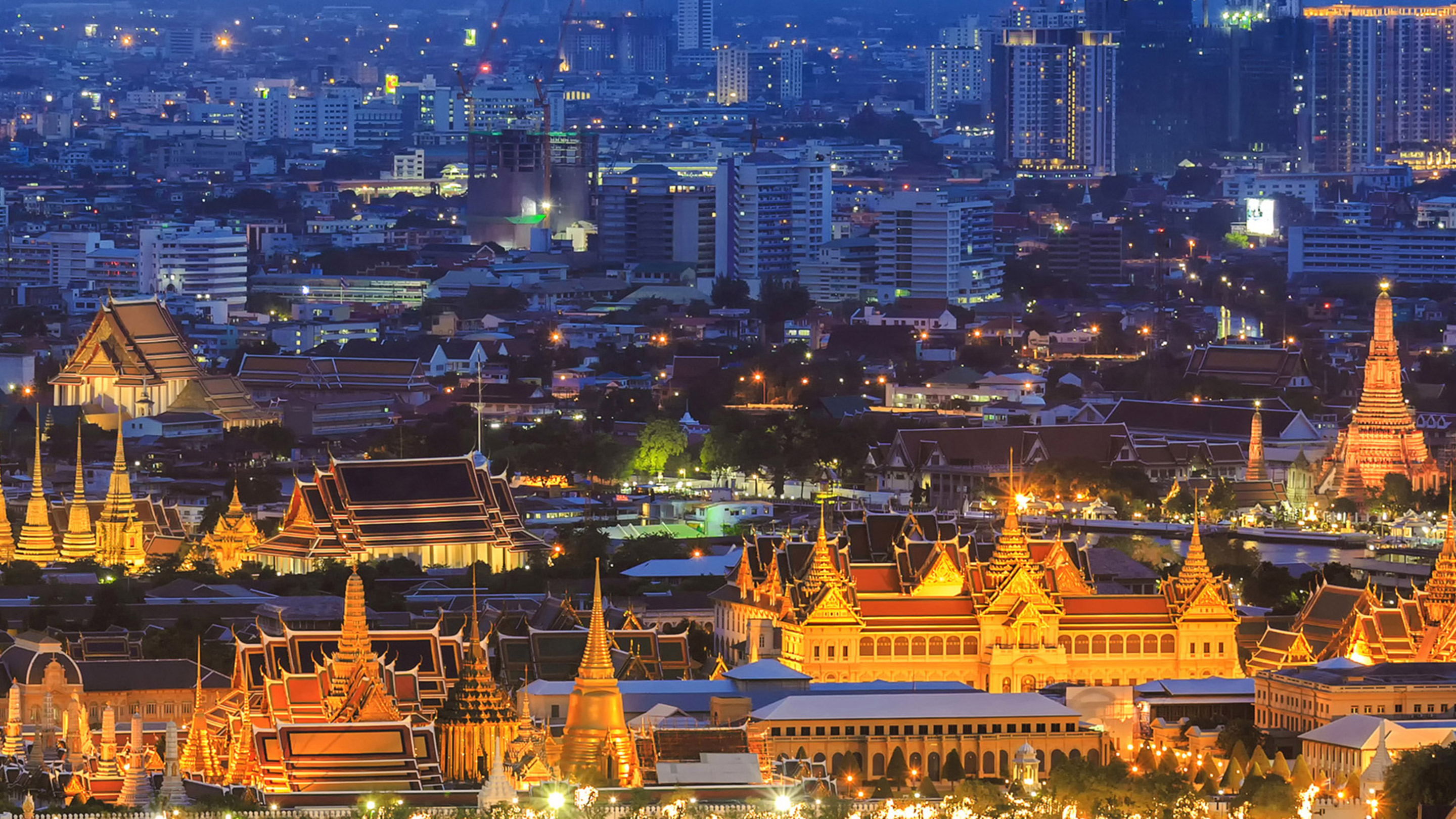 Thailand temples at dusk