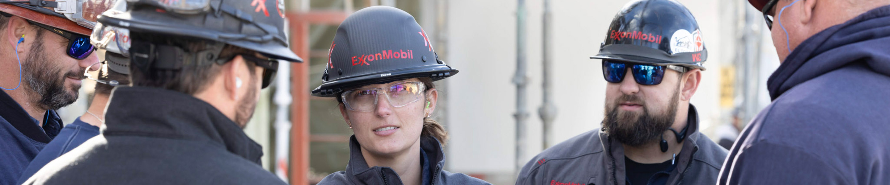 ExxonMobil's Katie Jennings and group in safety gear