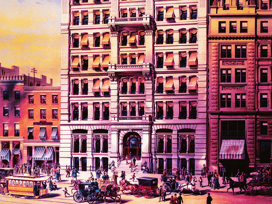 Drawing of the Standard Oil Trust  headquarters at 26 Broadway, New York City in 1885 
