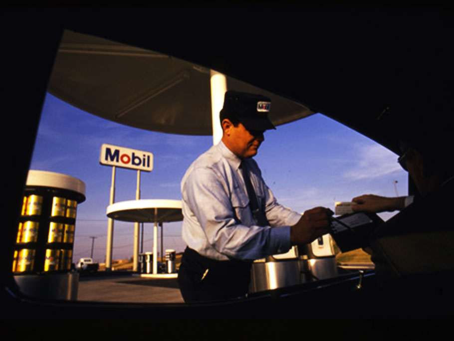 Mobil gas station worker