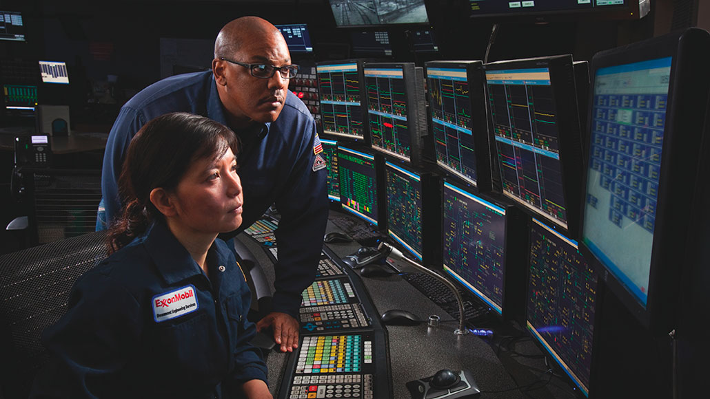 Employees monitor operations at our chemical plant in Beaumont, Texas.