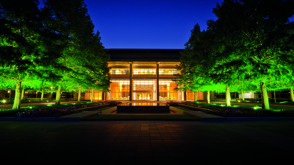 ExxonMobil corporate building at night