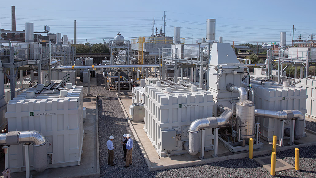 Carbonate fuel cells at a power plant