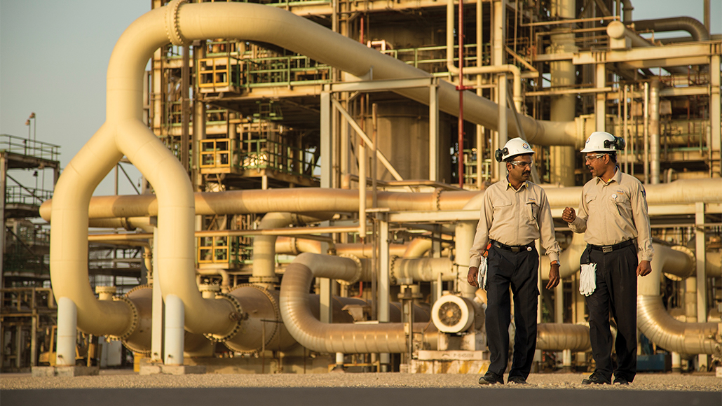 two workers at Al-Jubail Petrochemical Company