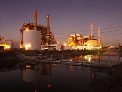 industrial facility at night