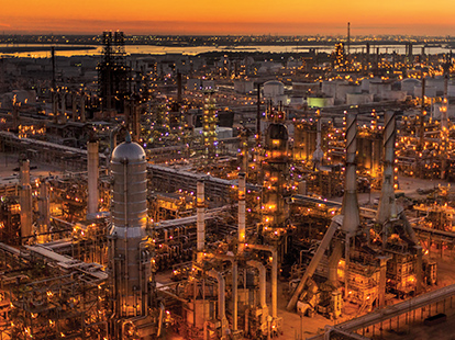 ExxonMobil's Baytown refinery at dusk