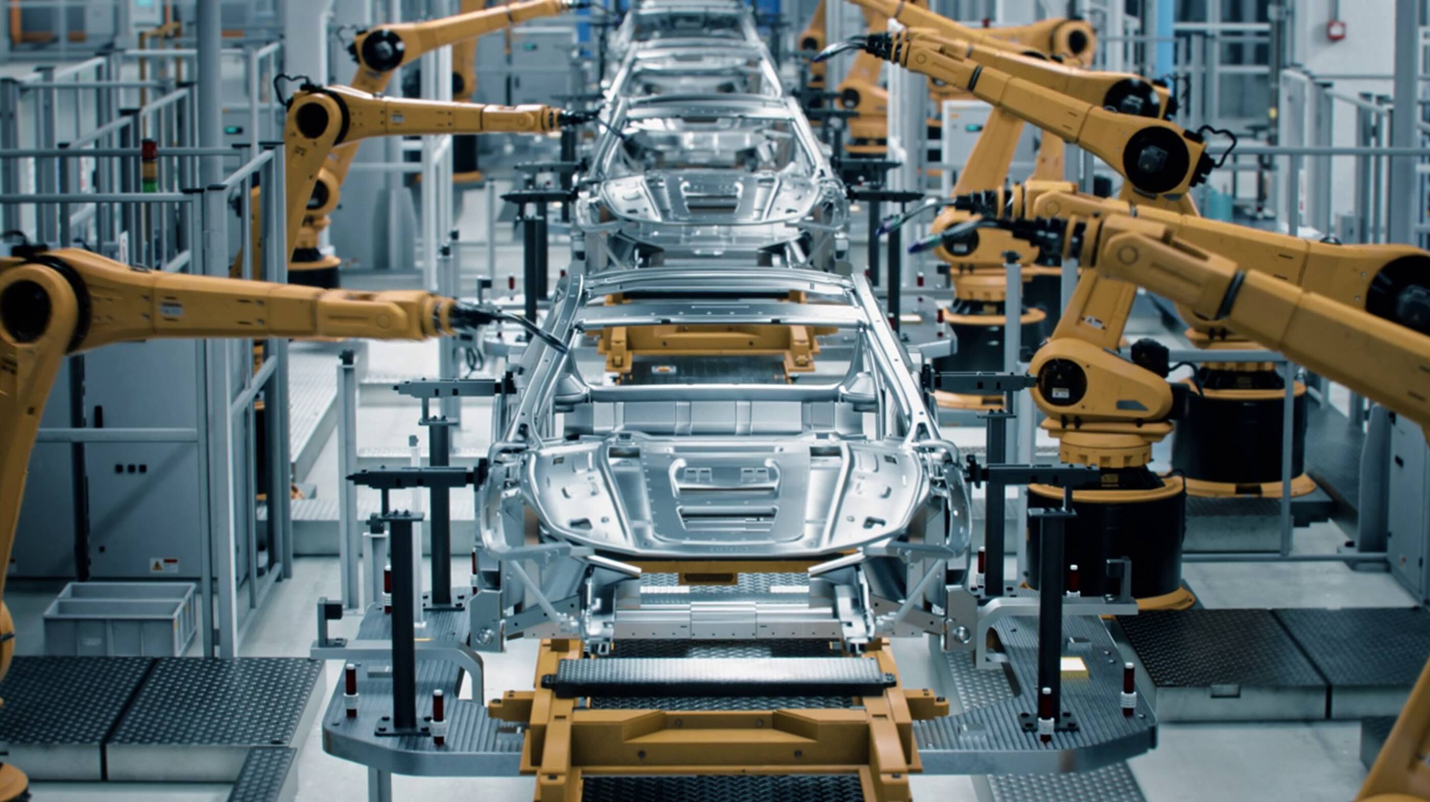 Robotic assembly line for electric vehicle manufacturing to demonstrate ExxonMobil getting into lithium technology as a low carbon solution.