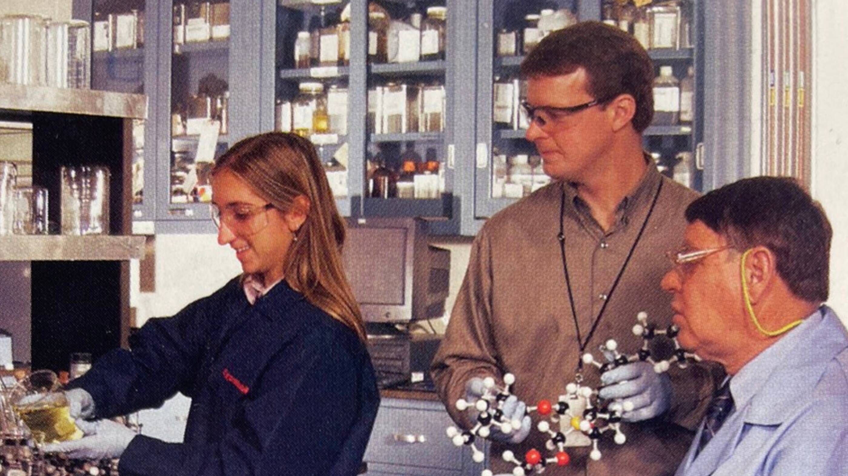 Image Brianne and colleagues experimenting with oil fluids early in her career. This photo was originally published in The Lamp in 2004.