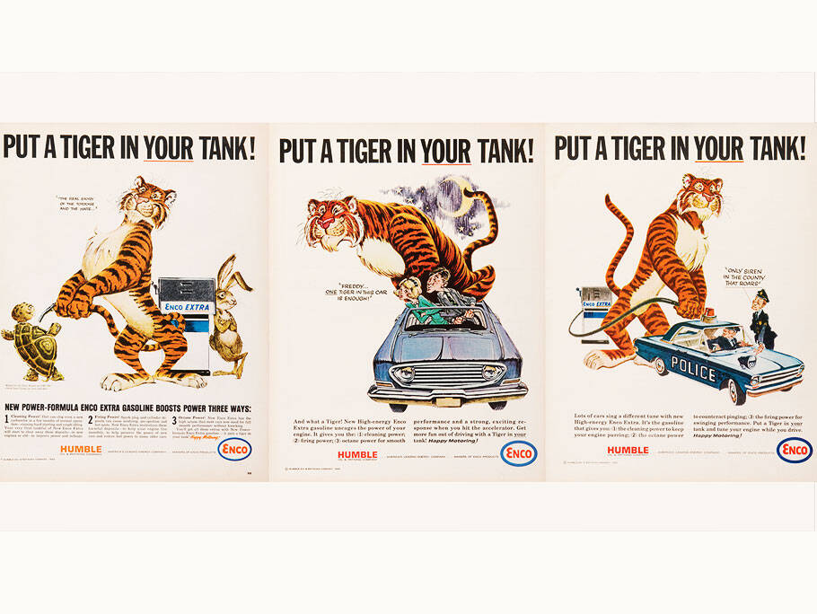 An advertising copywriter in Chicago comes up with the advertising slogan Put a tiger in your tank.